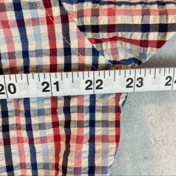 Tommy Hilfiger Shirt Mens Large Short Sleeve Button Down Seersucker Custom Fit - Picture 5 of 11